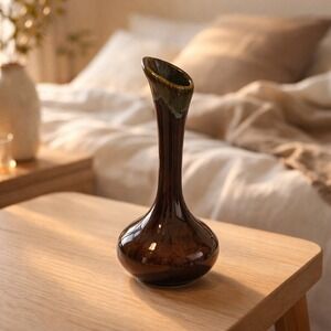 Anna Van‎ Briggle Ceramic Bud Vase Colorado Springs Green Mint Drip Glaze Signed